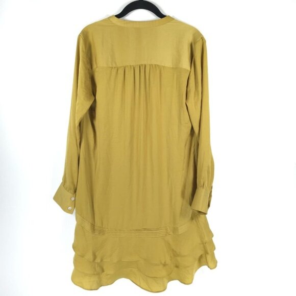 NWT BANANA REPUBLIC Chartreuse Silky Tiered Ruffle Drop Waist Mini Dress Sz 4 - Picture 5 of 16